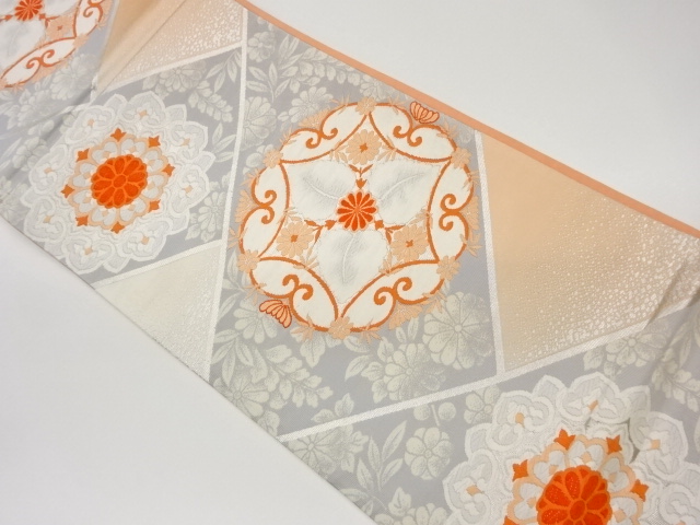 華紋に菊模様織出し袋帯